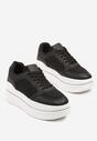 Czarne Sneakersy w Streetwearowym Stylu na Grubej Podeszwie Ninolia