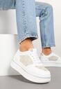 Białe Sneakersy w Streetwearowym Stylu na Grubej Podeszwie Ninolia