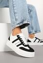 Biało-Czarne Sneakersy w Stylu Klasycznych Tenisówek na Platformie Asdisa