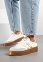Biało-Złote Sneakersy w Stylu Kultowych Tenisówek na Grubej Podeszwie Carilne