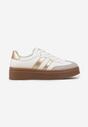 Biało-Złote Sneakersy w Stylu Kultowych Tenisówek na Grubej Podeszwie Carilne