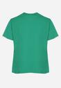 Ciemnozielony T-shirt z Bawełny z Metalicznym Nadrukiem Olianea