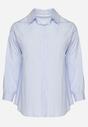 Jasnoniebieska Koszula w Drobne Paseczki o Klasycznym Kroju z Podpinanymi Rękawami Ilerra