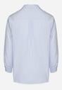 Jasnoniebieska Koszula w Drobne Paseczki o Klasycznym Kroju z Podpinanymi Rękawami Ilerra