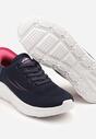 Granatowo-Fuksjowe Buty Sportowe Sneakersy Ozdobione Napisami i Tłoczeniem Solnelis