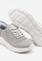 Szaro-Niebieskie Buty Sportowe Sneakersy Ozdobione Napisami i Tłoczeniem Solnelis