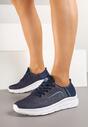 Granatowo-Miętowe Buty Sportowe Sneakersy z Tłoczeniem i Ozdobnym Napisem na Boku Canisse