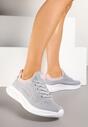 Jasnoszare Sznurowane Buty Sportowe Sneakersy z Elastyczną Cholewką Zarini