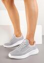 Jasnoszare Sznurowane Buty Sportowe Sneakersy z Elastyczną Cholewką Zarini