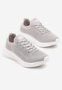 Jasnoszare Sznurowane Buty Sportowe Sneakersy z Elastyczną Cholewką Zarini