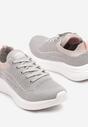 Jasnoszare Sznurowane Buty Sportowe Sneakersy z Elastyczną Cholewką Zarini