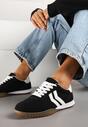 Czarne Sneakersy w Typie Tenisówek z Ozdobnymi Paskami Zommea