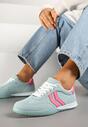 Jasnozielone Sneakersy w Typie Tenisówek z Ozdobnymi Paskami Zommea