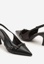 Czarne Sandały Slingback na Szpilce Zdobione Paskami z Klamrami Neliren