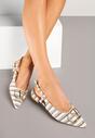 Beżowe Tweedowe Sandały Slingback z Ozdobną Klamrą Elaninea