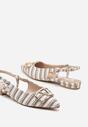 Beżowe Tweedowe Sandały Slingback z Ozdobną Klamrą Elaninea
