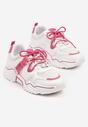 Biało-Różowe Sneakersy z Ozdobnym Paskiem i Siateczką Selaril