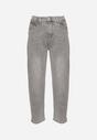 Szare Jeansy Mom Fit z Wysokim Stanem Milapia