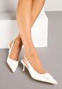Białe Sandały Slingback z Lakierowanym Połyskiem na Obcasie Harilin