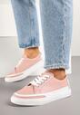 Różowe Sneakersy Skórzane z Przeszyciami Setalith