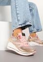 Różowe Sneakersy na Koturnie z Ozdobnym Suwakiem i Brokatem Vilsemi