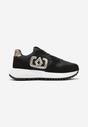 Czarne Sneakersy na Grubej Podeszwie z Ozdobną Aplikacją Alivrella