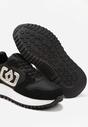 Czarne Sneakersy na Grubej Podeszwie z Ozdobną Aplikacją Alivrella