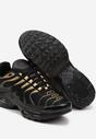 Czarno-Złote Buty Sportowe Sneakersy Ozdobione Tłoczeniem Zalirae