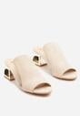 Beżowe Klapki na Geometrycznym Obcasie z Przezroczystą Cholewką Sanareth