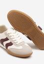 Beżowo-Bordowe Sneakersy w Stylu Klasycznych Tenisówek z Przeszyciami Velluria
