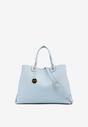 Jasnoniebieska Torebka w Stylu Shopperki z Metaliczną Aplikacją Ilinera