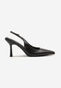 Czarne Sandały Slingback na Szpilce z Noskiem w Szpic Nanoril