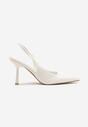 Białe Sandały Slingback na Szpilce z Noskiem w Szpic Nanoril
