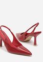 Czerwone Sandały Slingback na Szpilce z Noskiem w Szpic Nanoril