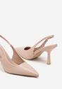 Beżowe Sandały Slingback na Szpilce z Noskiem w Szpic Nanoril