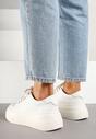 Białe Casualowe Sneakersy ze Skóry Naturalnej na Grubej Podeszwie Belliris