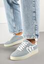 Niebieskie Sneakersy w Stylu Klasycznych Tenisówek z Ozdobną Aplikacją Elddiva