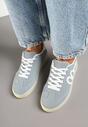 Niebieskie Sneakersy w Stylu Klasycznych Tenisówek z Ozdobną Aplikacją Elddiva