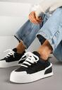 Czarne Sneakersy Chunky w Stylu Trampek na Grubej Podeszwie Elanirelia