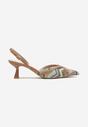 Brązowe Sandały Slingback na Obcasie Typu Kaczuszka Zdobione Klamrami Adivilo