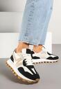 Czarno-Beżowe Sneakersy z Geometrycznym Wzorem Aluvira
