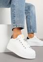Biało-Czarne Sneakersy na Grubej Podeszwie z Metaliczną Wstawką Desalita