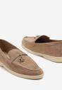Ciemnobeżowe Mokasyny z Imitacji Zamszu z Ozdobną Aplikacją Tasseli