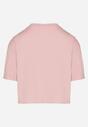 Różowy Bawełniany T-shirt o Krótkim Kroju z Misiem Elanorel