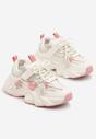 Beżowo-Różowe Buty Sportowe Sneakersy w Stylu Streetwearowym z Rzepem Ediriva