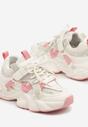 Beżowo-Różowe Buty Sportowe Sneakersy w Stylu Streetwearowym z Rzepem Ediriva
