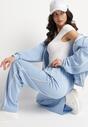 Niebieski Komplet Dresowy z Wiskozą w Stylu Retro Bluza i Szerokie Spodnie Lavriz