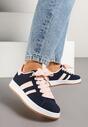 Granatowo-Różowe Sneakersy z Ozdobnymi Naszywkami z Boku Galdexis