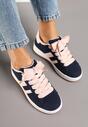 Granatowo-Różowe Sneakersy z Ozdobnymi Naszywkami z Boku Galdexis