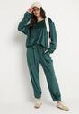 Ciemnozielony Welurowy Komplet Dresowy Bluza i Spodnie Typu Jogger Lisilwena